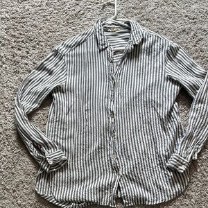 Jane and Delancey Gray and White Striped Button-Down Shirt